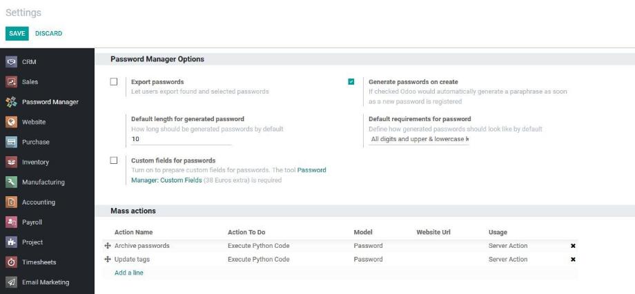 The configuration options of the module within the general settings.