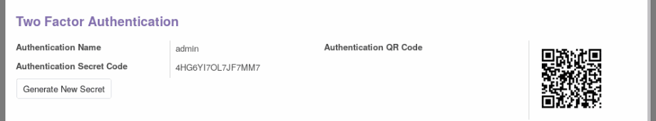 The configuration of the two factor authentication in Odoo.