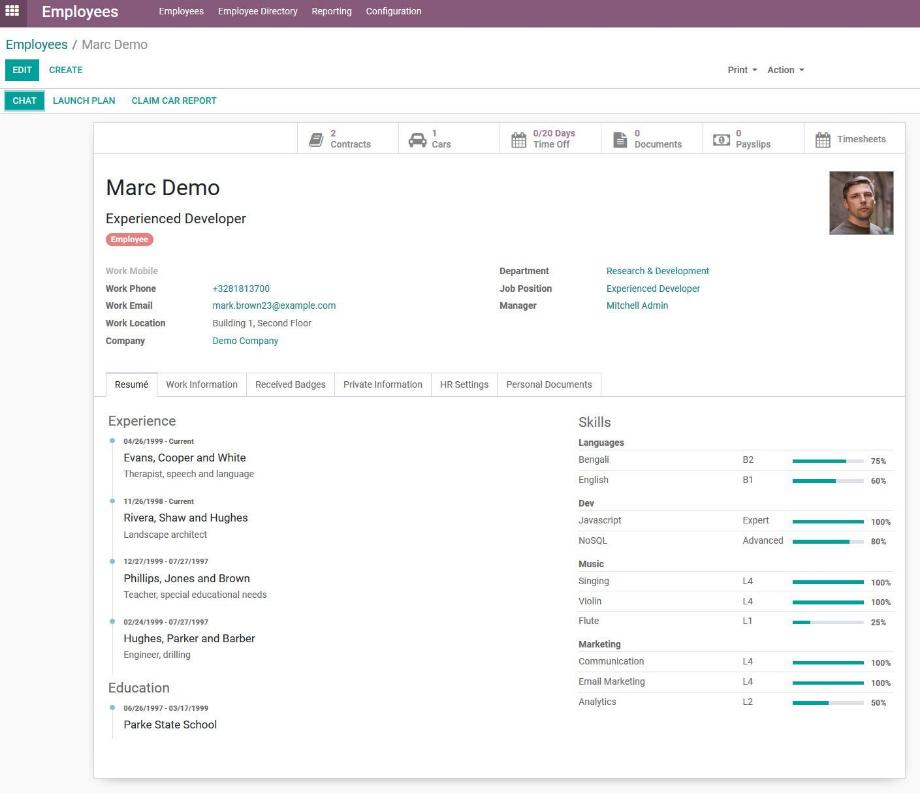 Skills Management in the Employees module.