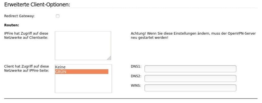 The configuration of OpenVPN.