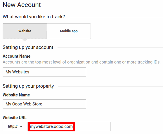 Erstellung der Tracking ID im Google Analytics-Account.