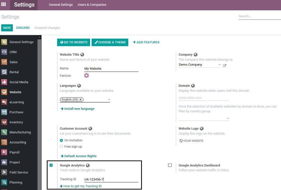 Entering the Tracking ID in Odoo.