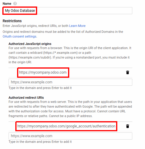 Configuration of the Analytics API in the Goolge API Console.