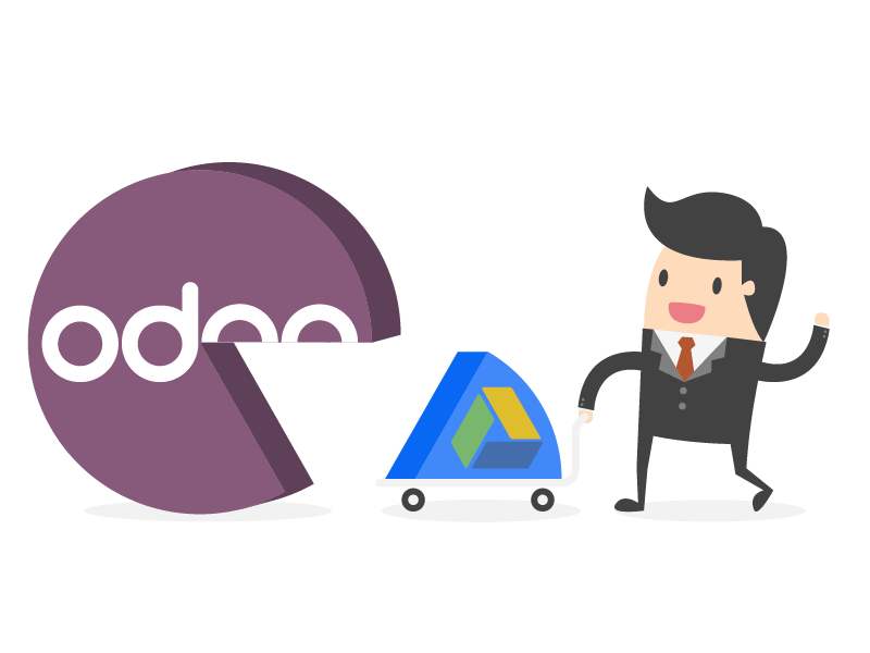 Google Drive can be connected to Odoo either through an Odoo standard integration or a third party app.