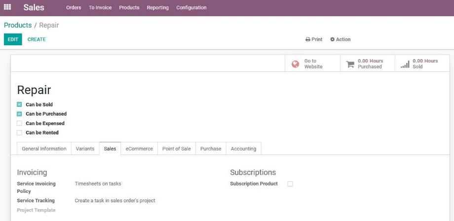 Odoo - Accounting Of Projects