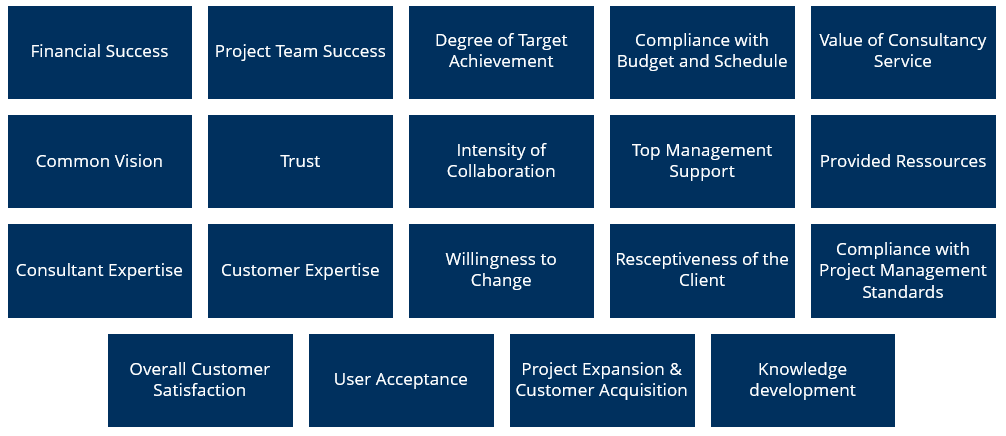 Increasingly cited success criteria from the field of management consulting.