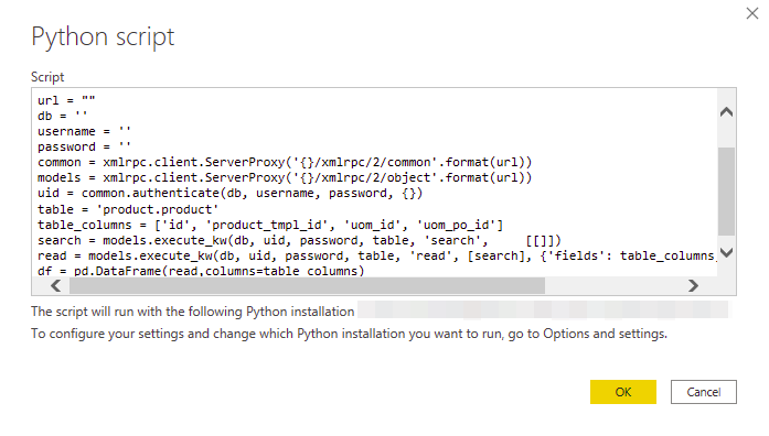 Exemplary Python script for linking the product variants.