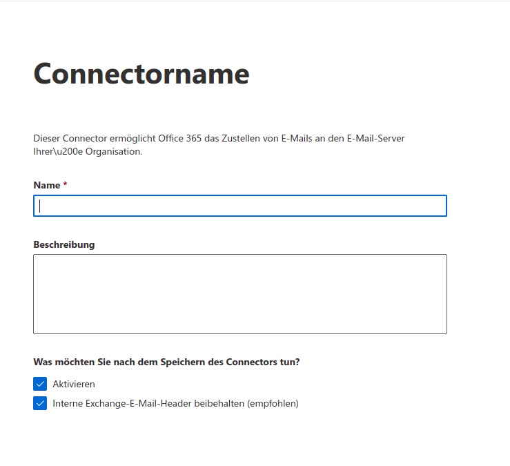 The specification of the connector name.