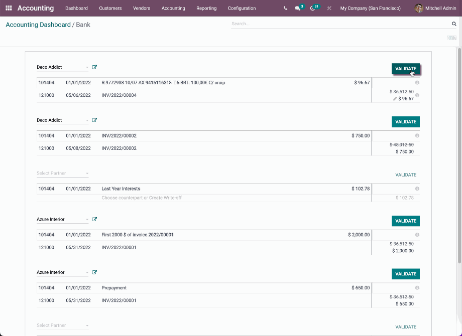Die Validierung für Debitoren und Kreditoren. Die Validierung für Debitoren und Kreditoren.