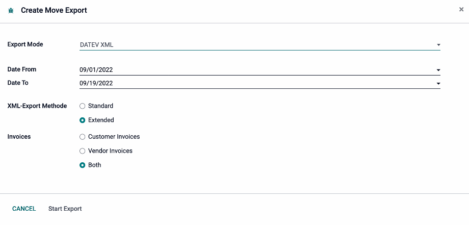 DATEV XML Export.