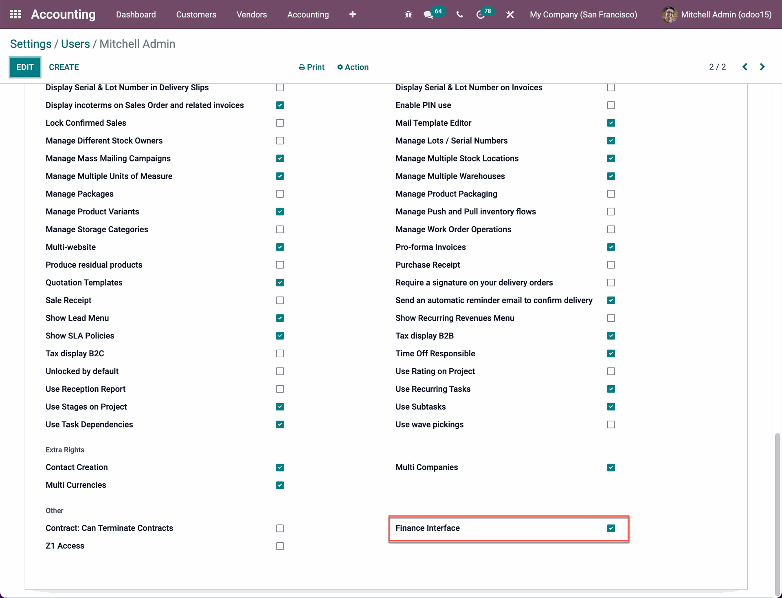 Aktivierung im Finanz-Interface User.