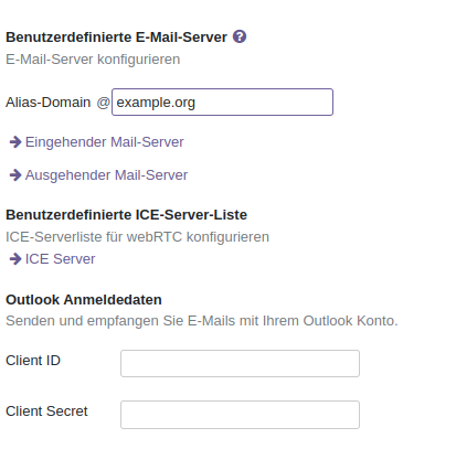 Appregistrierung für den Odoo Client.