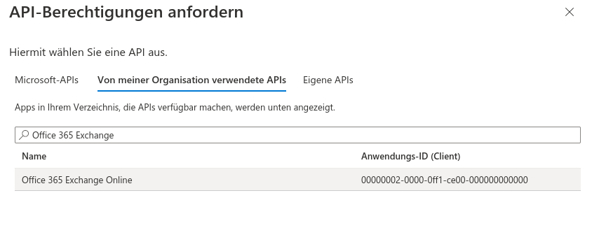 Anforderung API Berechtigung.