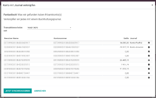 Konten der Odoo-Journale