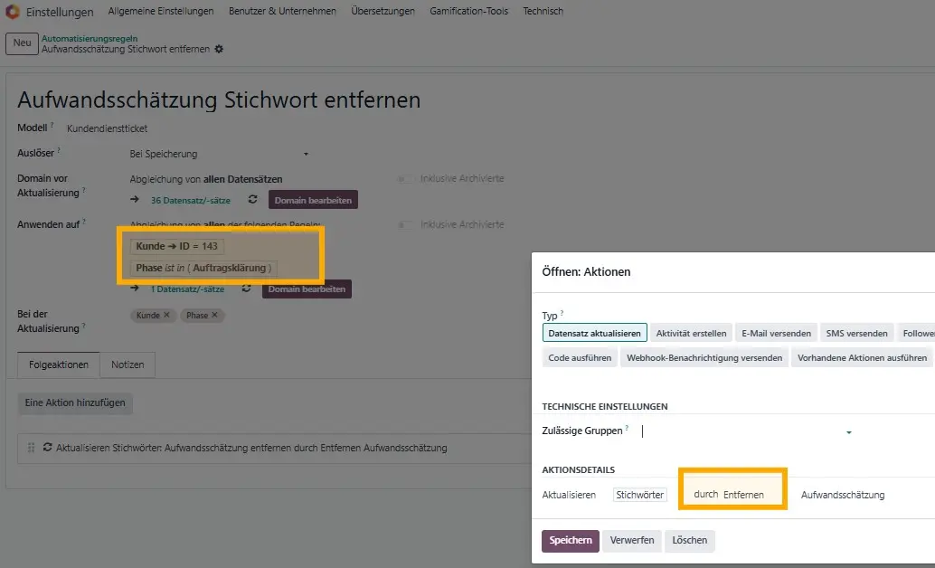 Stichwort entfernen