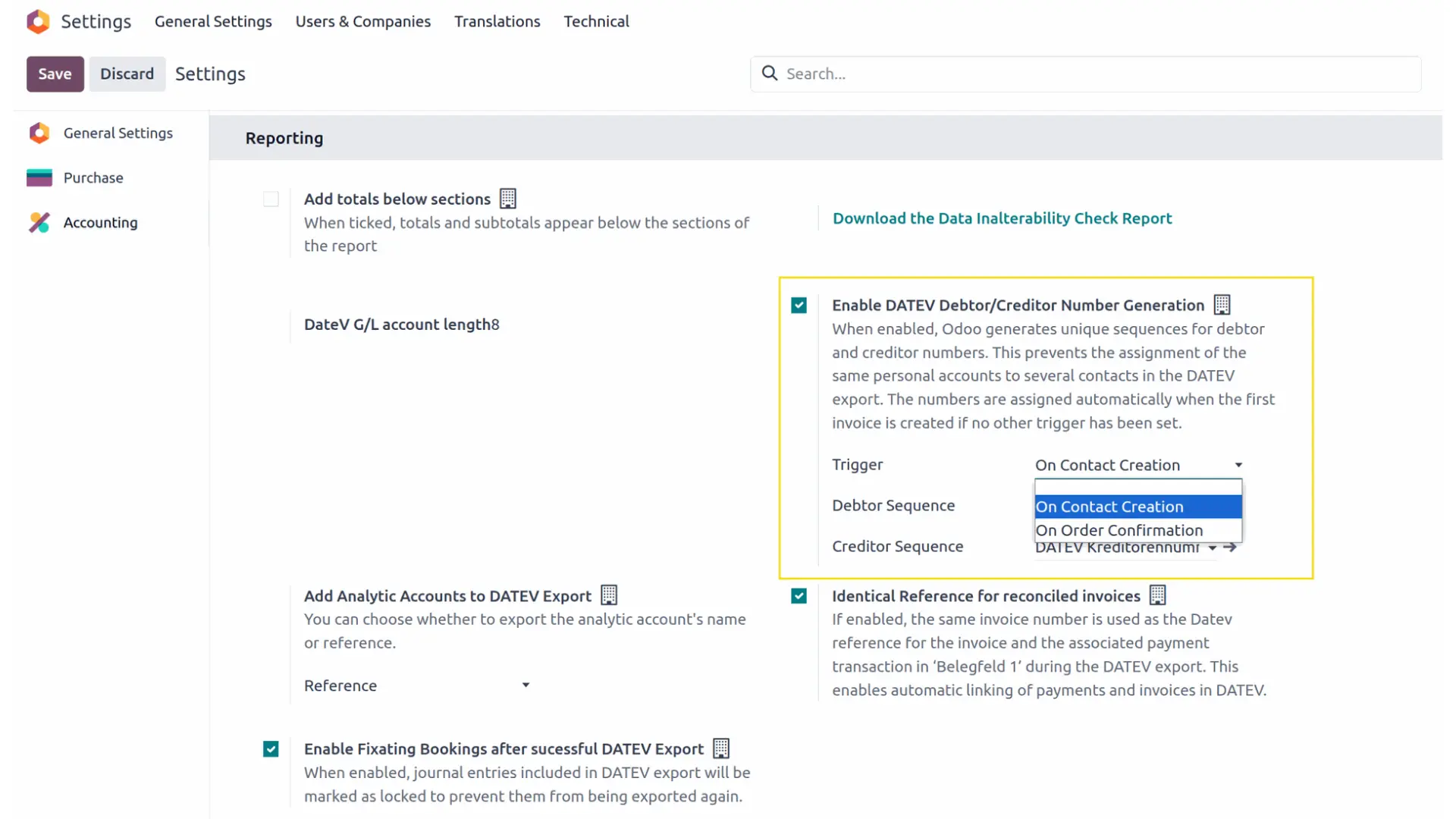 Odoo DATEV AddOn Screenshot 2