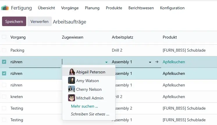 Zuweisung von Mitarbeitern zu Arbeitsaufträgen Zuweisung von Mitarbeitern zu Arbeitsaufträgen