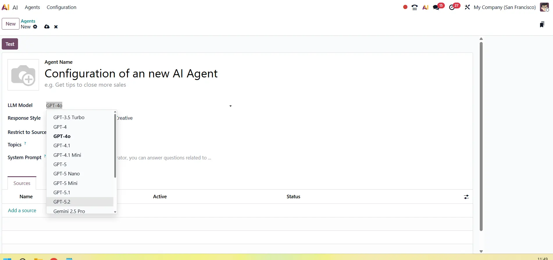 Odoo Software-Agentic AI_ Configuration of an AI Agent