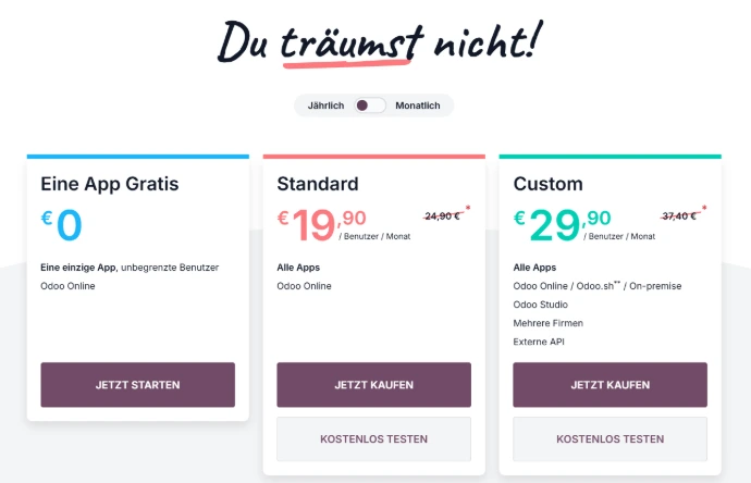 Odoo Preismodelle