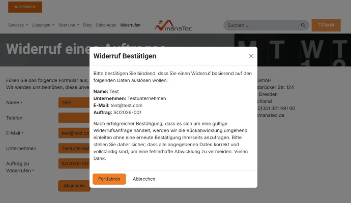 Widerruf bestätigen