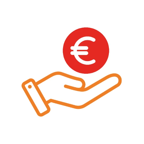 Icon Hand mit Euro-Münze für Rentabilität