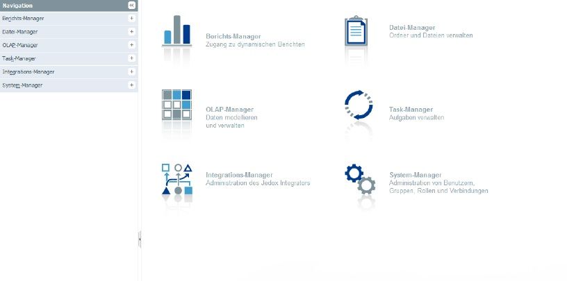 Beispielhafte Web-Oberfläche des Jedox-Tools Beispielhafte Web-Oberfläche des Jedox-Tools
